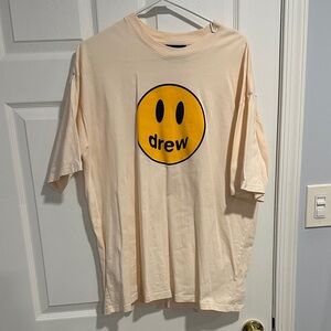 DREW Men's Beige T-Shirt with Yellow Logo